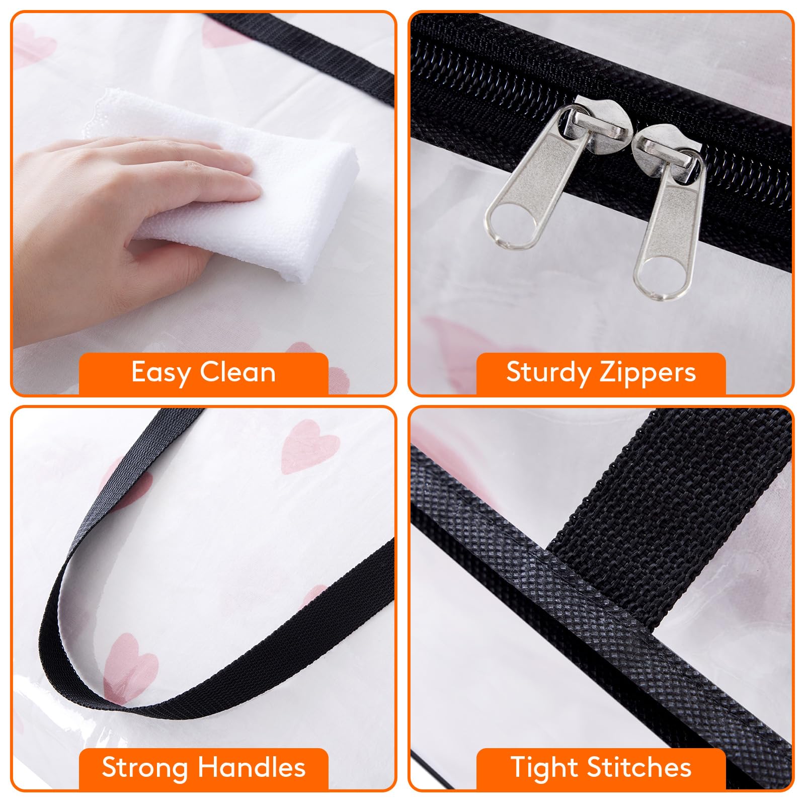 Lifewit 4 Pack Clear Clothes Storage Bags, 75L Large Plastic Blanket Storage, Vinyl Foldable Moving Bags with Zipper, Closet Org